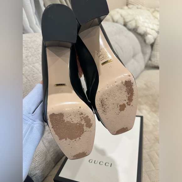 Gucci Black Platform Heels with Gold Accents - Picture 5 of 6